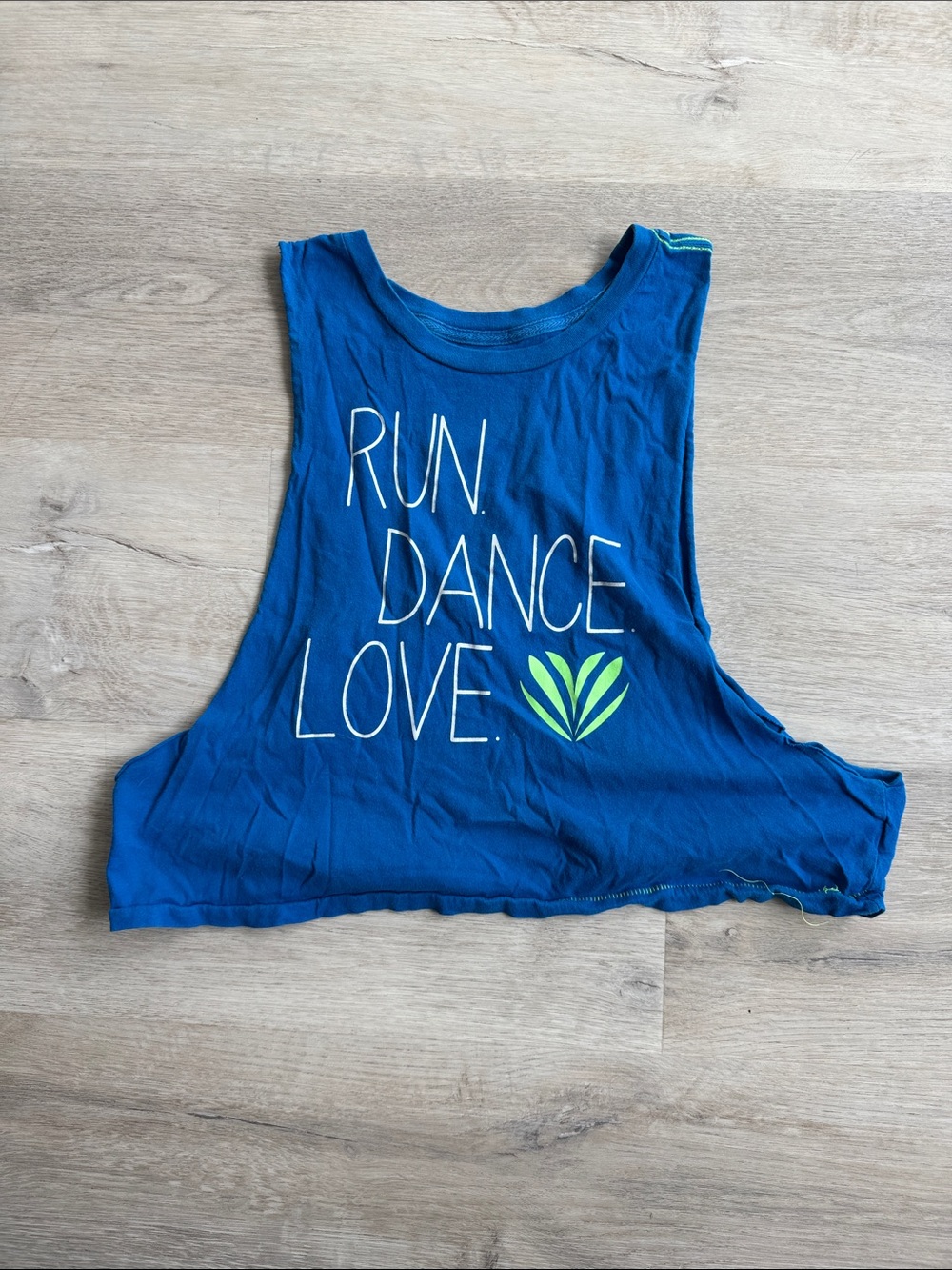 Forever 21 Blue Crop Tank with Neon Green Accent